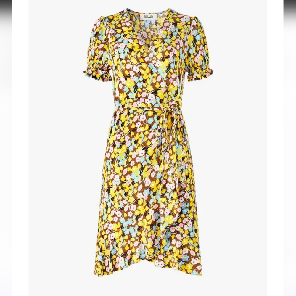 Diane Von Fustenberg Emilia Mimi Floral Sufie Summer Field Crepe Dress Size XS